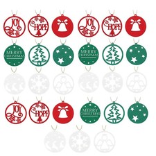 27-Piece Felt Christmas Tree Ornaments, Round Balls, Snowflakes, Merry Christma 