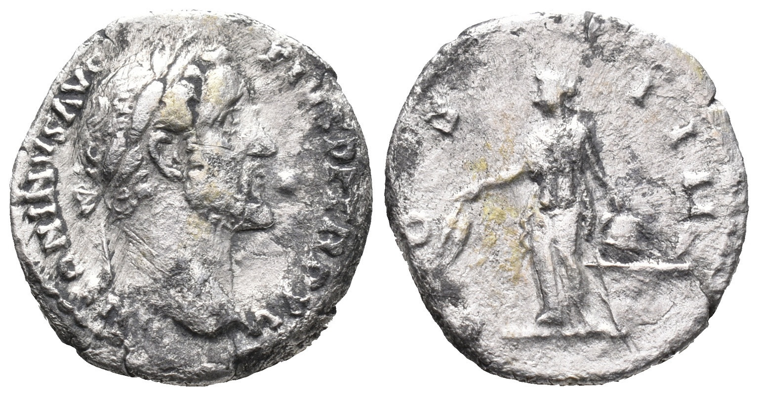 Roman Silver Denarius - Rome 138-161 - Antoninus Pius - Annona