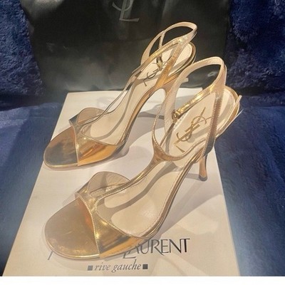 Yves Saint Laurent Gold River Gauche Metallic Sandal