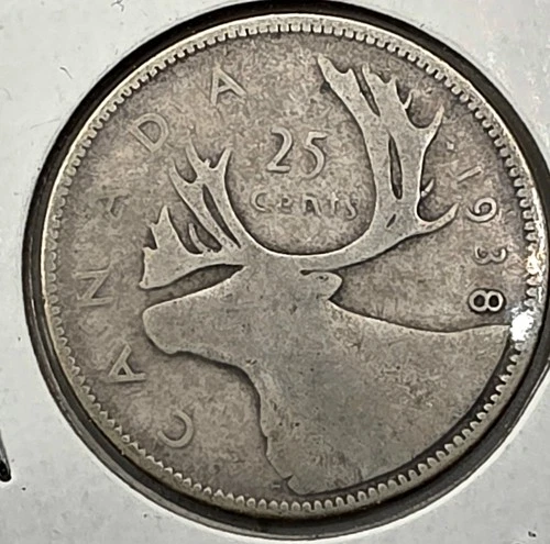 GREAT WAY To BUY  SILVER-  1938 - Canada 25 Cents/Quarter - 0.800 Silver Coin
