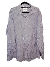 Brooks Brothers Madison Fit Thomas Mason 17 1/2 Dress Shirt Purple White Stripe