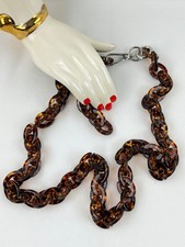 Bohemian Tortoise Shell Acrylic Resin Chain Link Ladies Belt 39.5" Fall Winter