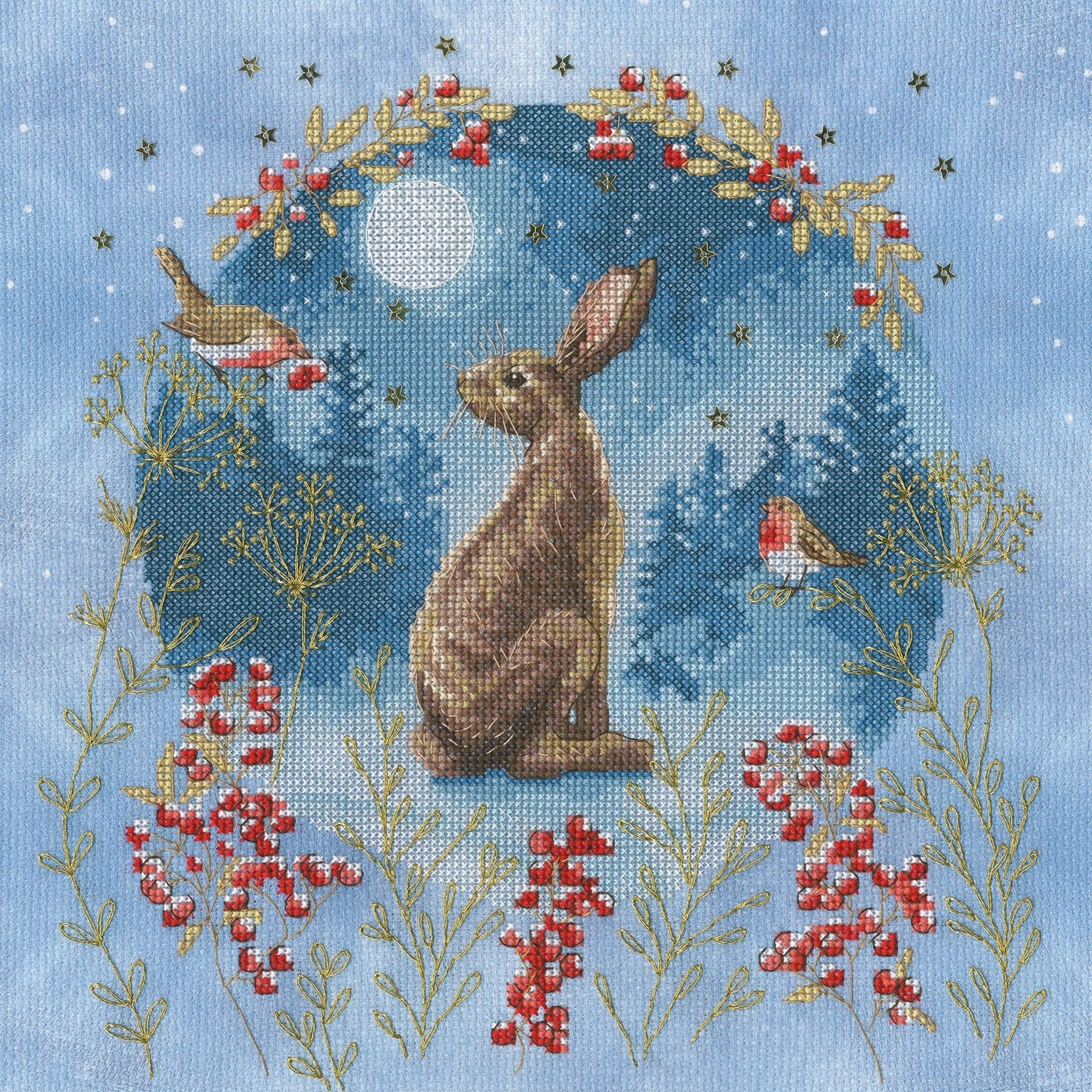 Midnight Moongazer (Christmas) Cross Stitch Kit by Bothy Threads
