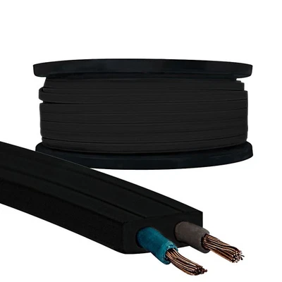 20m Illu-Flachbandkabel H05RNH2-F 2x1, 5mm ² Guirlande Lumineuse Fête Plat Noir - Photo 1/4