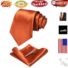 Sophisticated Solid Color Necktie  Pocket Square Set for Men's Formal Wear