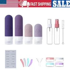 17x Silicone Travel Bottles Set Refillable Portable Lotion Shampoo Container AU