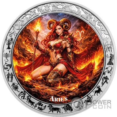 ARIES Goddesses Zodiac 1 Oz Silver Coin 5 Cedis Ghana 2026