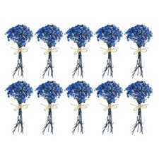 10 St&uuml;ck Mini-Blumenstrau&szlig; mit getrockneten Schleierkraut Geschenk, Dunkelblau