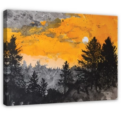 Leinwand Landschaft Orange Schwarz Wandbilder Groß Leinwandbild Wanddeko 139 - Bild 1 von 4