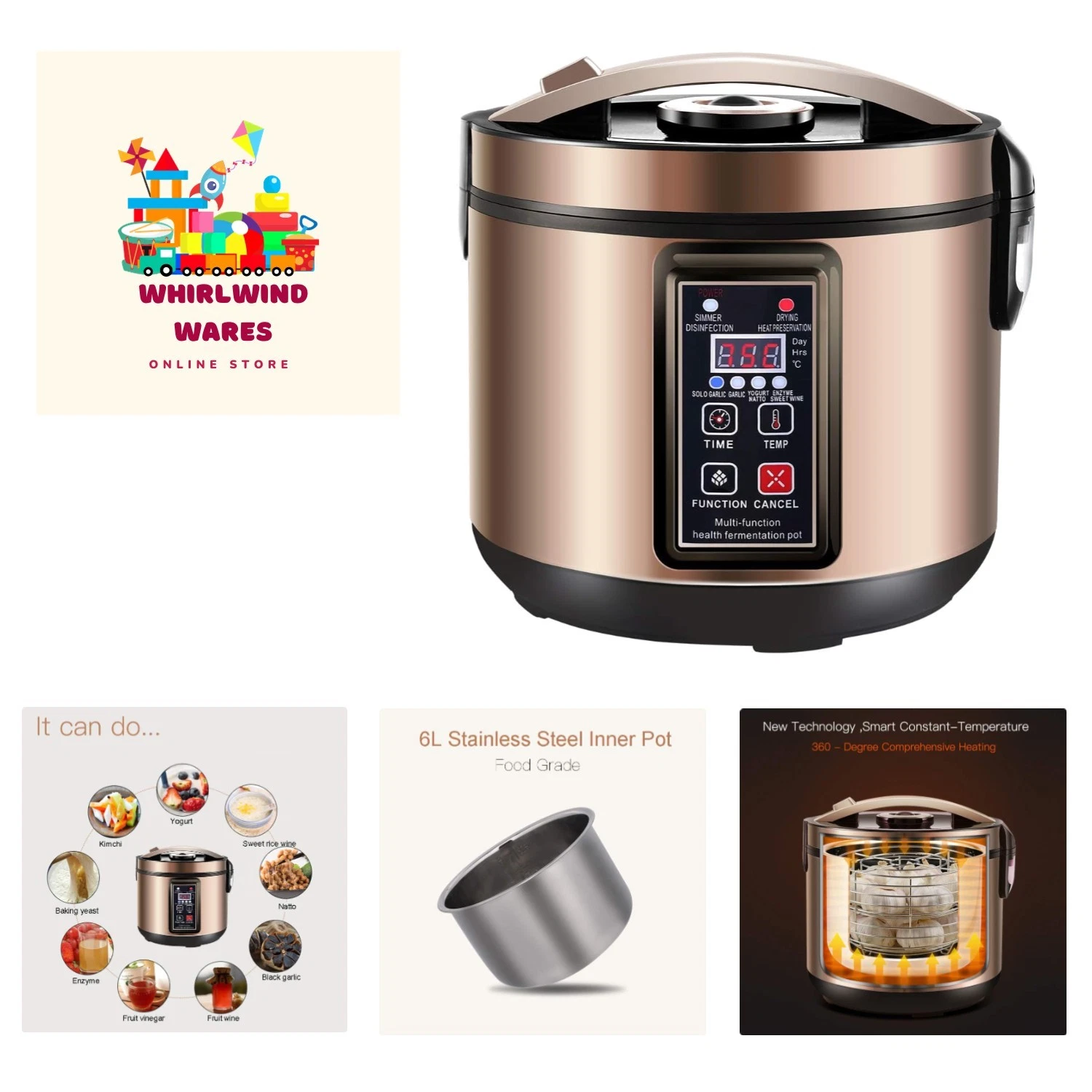 Advanced 6L Black Garlic Fermenter - Yogurt & Kimchi Maker with Time Control
Opens in a new window o