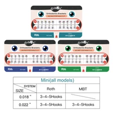 1 Pack Dental Orthodontic Brackets Mini Roth MBT 022/018 Hooks 345 Metal Braces 