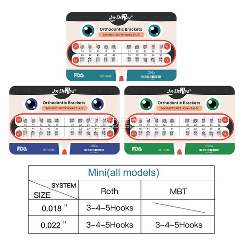 Dental Orthodontic Mono Brackets Braces Mini Roth MBT 022 018 Hooks 345 Metal - Bild 2 von 33