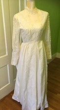 Handmade Vintage Mid Century Wedding Dress. 1950s Lace. Victorian Style. Flowers