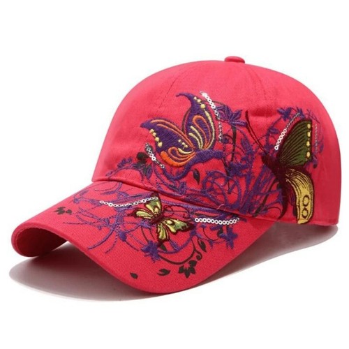 Nuevo Mujeres Niñas Gorra de Béisbol Bordado Flor Mariposa Snapback Sombrero Gorra Informal - Imagen 10 de 24