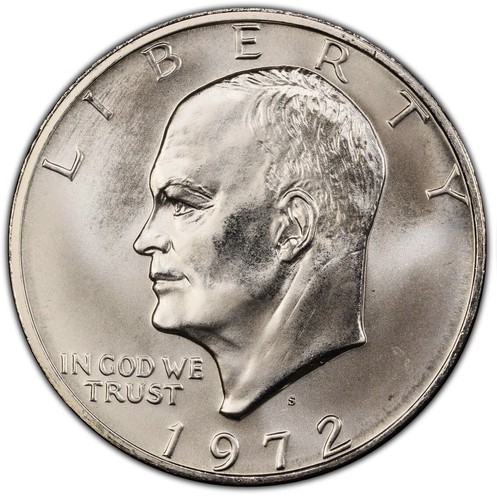 Silver Eisenhower Ike Dollar 1972 S PCGS Graded MS 66 Uncirculated $1 Coin