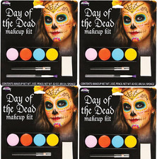 Lot 4 Day of the Dead Makeup Kit Halloween Costume Dia De Los Muertos 16 Creams