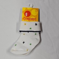 Vintage Gymboree Y2K 2002 Sporting Green White Yellow Blue Flower Socks 12-24