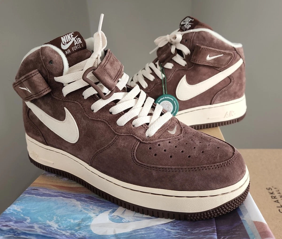 Nike Air Force 1 Mid QS chocolate Retro white brown 9.5 beige SB dunk suede