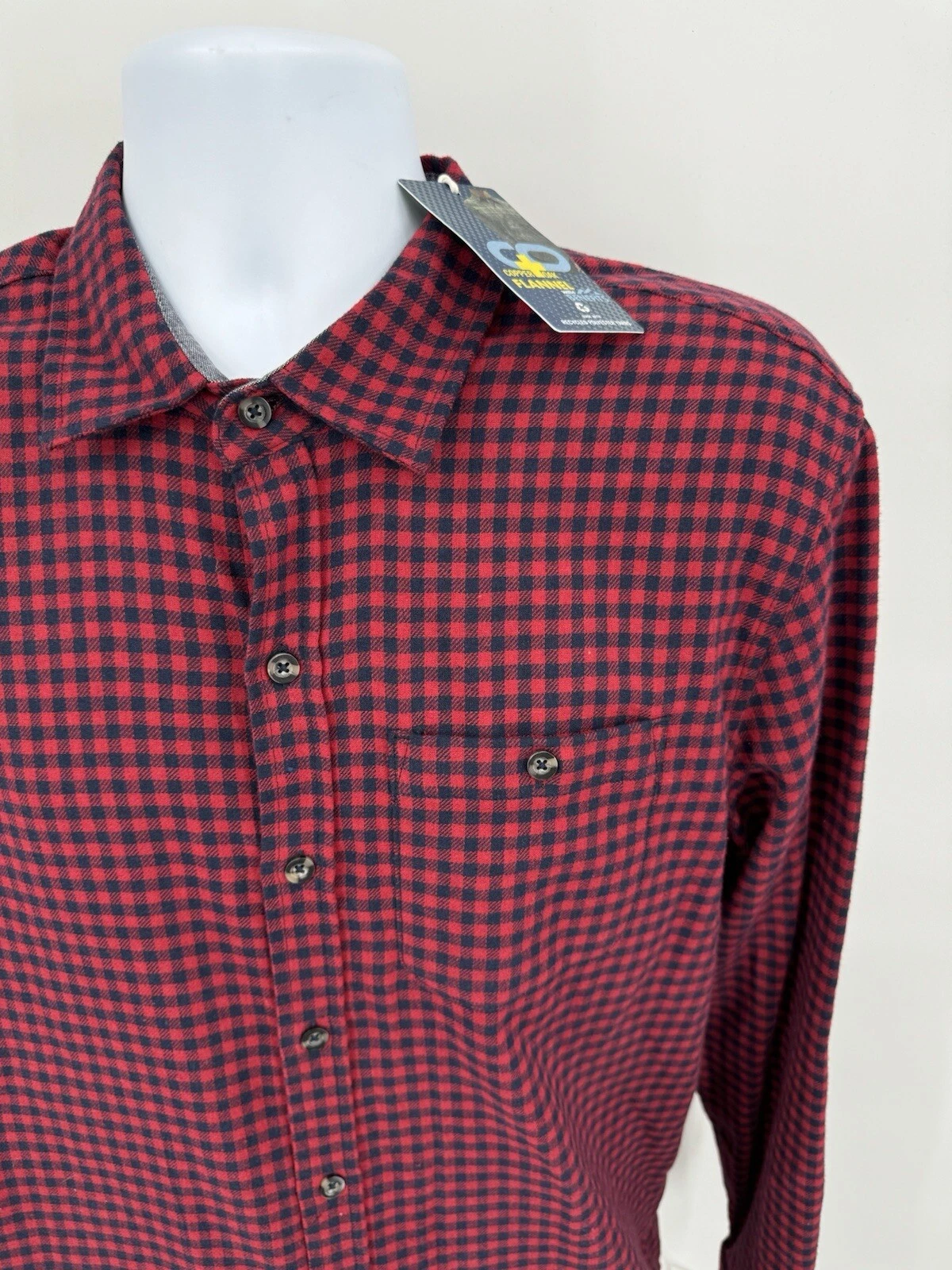NWT Copper & Oak Men's Large Flannel Shirt Button Down Red Blue Check L/S