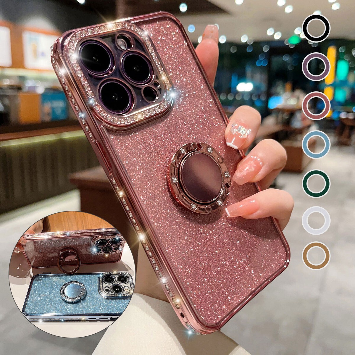 For Apple iPhone 17 Pro Max 16 15 14 Bling Diamond Plating TPU