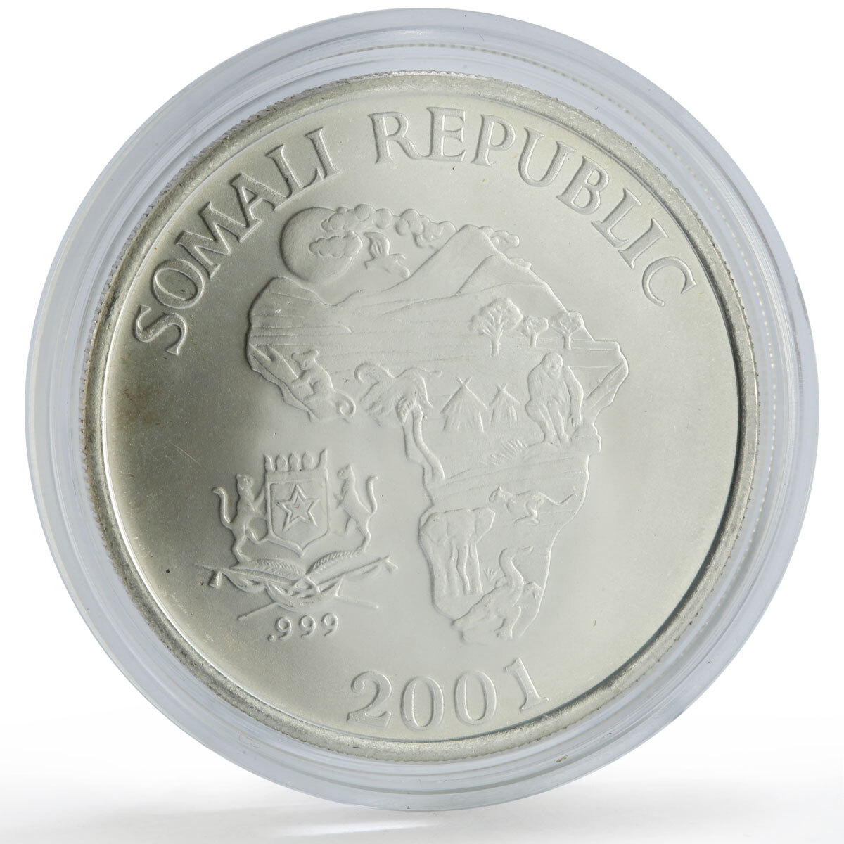 Somalia 10 dollars African Wildlife Three Monkeys Fauna Matte