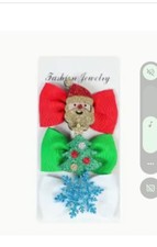 Super Cute. 3pc Bow Knot Hair clips. Christmas. Santa. New In Packaging.