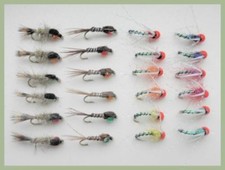 Hothead Buzzer/ Nymph Trout Fishing Flies, 24 Pack, Popular patterns, Size 10/12