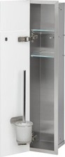WC-Wandcontainer Edel,gebürstet Flat 800 1 weiße Glastüre li