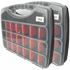 2 X MULTI COMPARTMENT ORGANISER CASE COMPONENT STORAGE ORGANISERS
