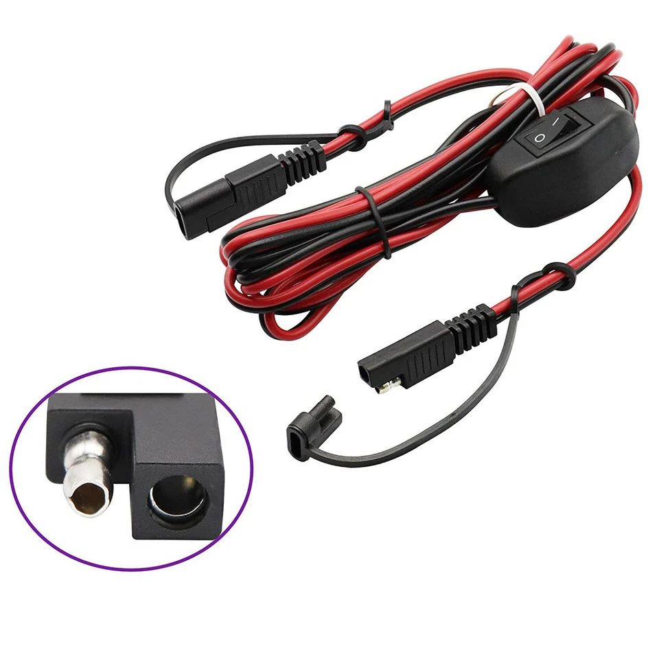 DC Solar Panel SAE to SAE with Switch 16AWG Harness Motorcycle Extension Cable - Image 4 of 4