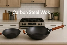 Carbon Steel Wok Frying Pan Gourmet Chef Chinese Traditional Wok Cookware
