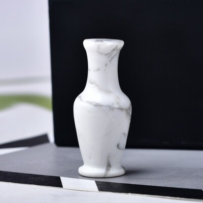Natural White Howlite Turquoise Rock Quartz Crystal Carved Vase Home Decor Reiki