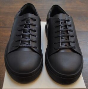 ladies black leather sneakers