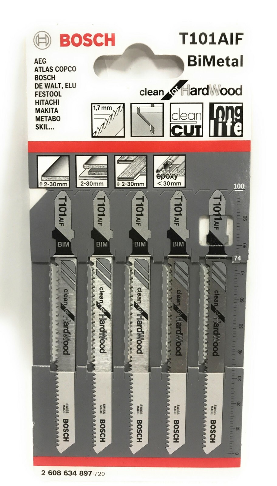 Power Tool Accessories Bosch T101aif Hard Wood Jigsaw Blades