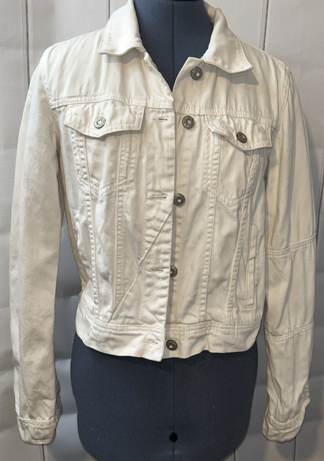 OFF WHITE FREE PEOPLE Giacca di jeans da ragazzo in denim bianco sporco S