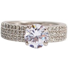 Solid 14KT White Gold 2.00 Carat D/VVS1 Round Shape Solitaire With Accents Ring