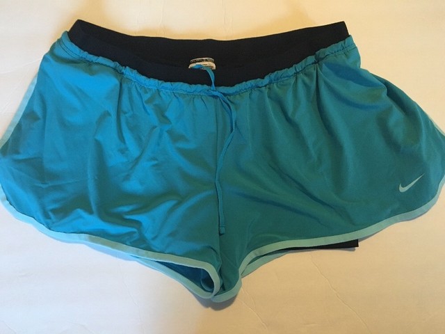 Nike Women Active Dri Fit Shorts Size XL Polyester Aqua Blue Black Lining | eBay
