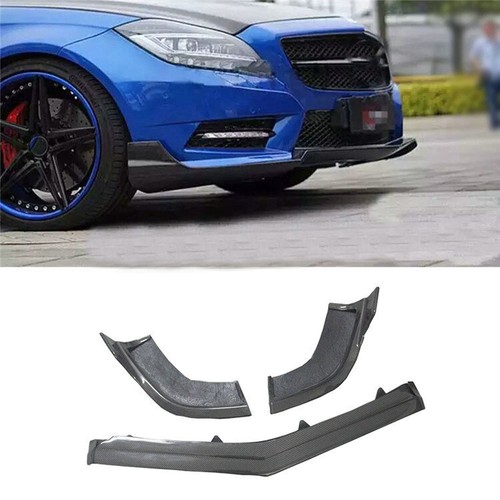 Real Carbon Fiber Front Bumper Canard Fins For Mercedes W218 CLS63 AMG – Gloss Black, Screw-On, 2-Piece Set