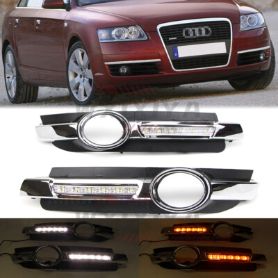 2 Color DRL Daytime Running Light LED Fog Lamp For Audi A6 C6 2005 2006 2007 08