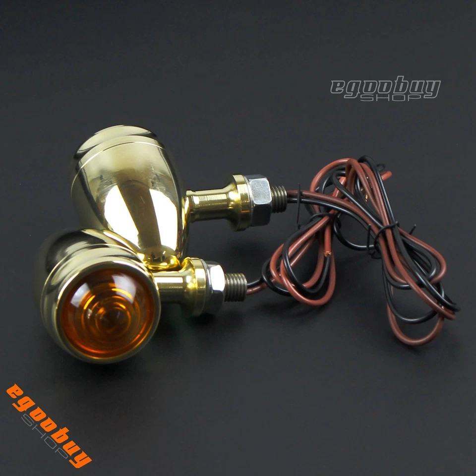 Luz de señal de giro de bala de carcasa de latón para motocicleta perno de 10 mm para Harley Choppers Foto 3 de 4