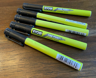 RYOBI Black Fine Point Permanent Workshop Marker 5/Pack - New