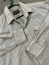 Panhandle Slim Vintage Shirt Mens 17-35 Tan Stripes Pearl Snap Western Cowboy
