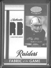 2008 Leaf Certified Fabric of the Game #FOG-50 Marcus Allen No 32 of 50