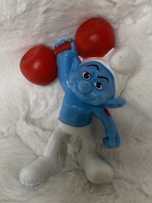 Smurfs Hefty Smurf with Barbell 3 1/2'' McDonald's Movie Action Figure #12 - 2011