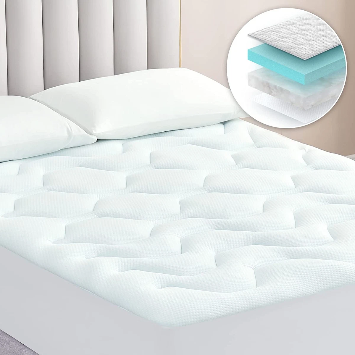 EHEYCIGA Cooling Gel Memory Foam Mattress Topper - Small Double