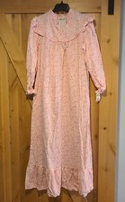 New Vintage LYN ANNE Size M Flannel Granny Nightgown Pink Floral stains