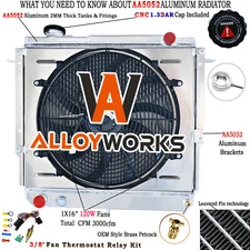 4 Row Radiator Shroud Fan For 1984-1994 Jeep Wagoneer Cherokee Comanche 2.5L