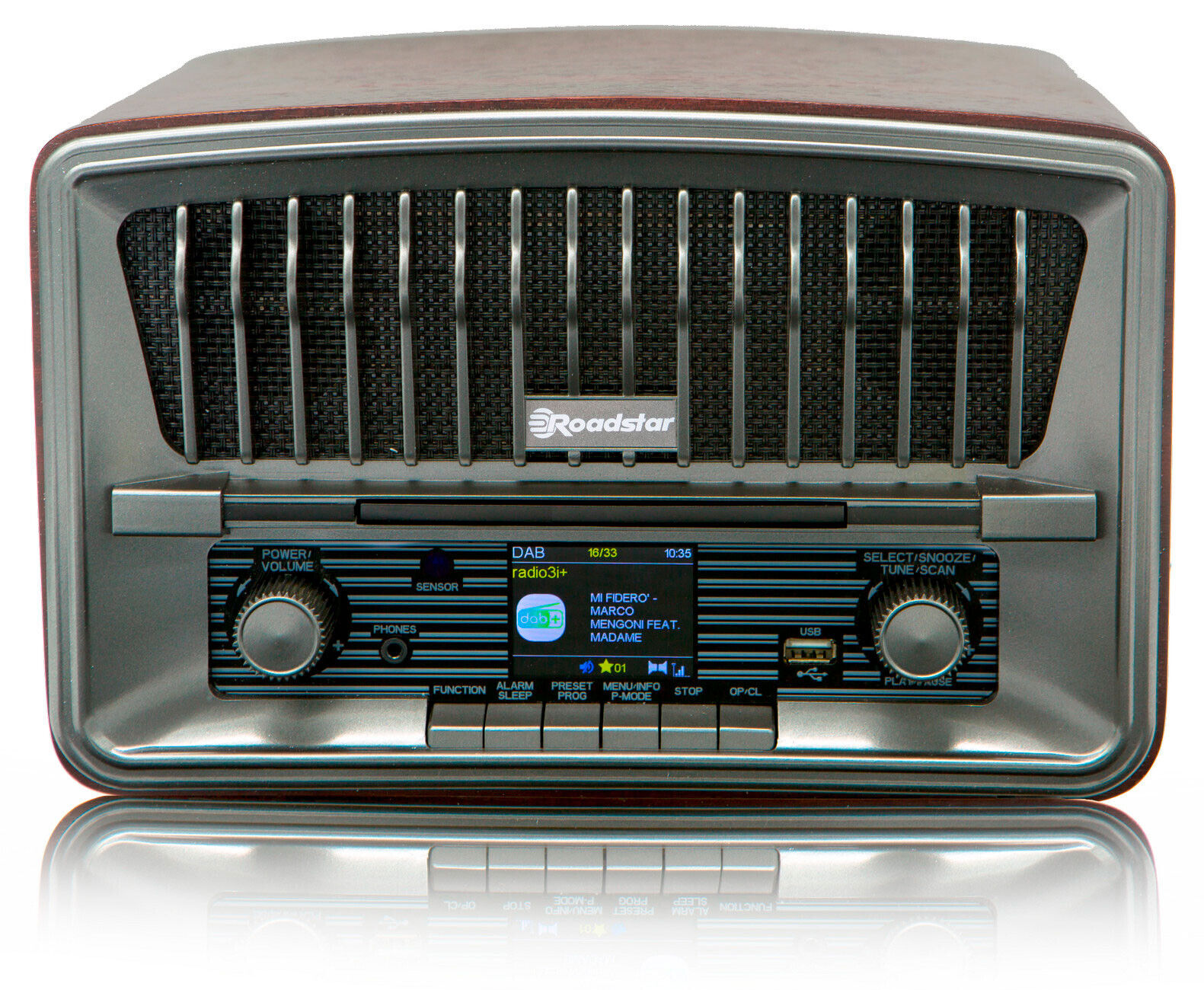 Radio CD Portátil Vintage Digital DAB+/FM Reproductor CD-MP3 Bluetooth USB Mando