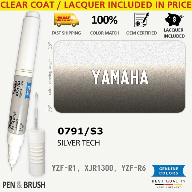 0791/S3 Touch Up Paint for Yamaha Silver YZF R1 XJR1300 R6 0791 S3