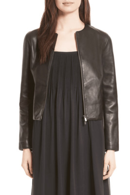 vince collarless leather jacket